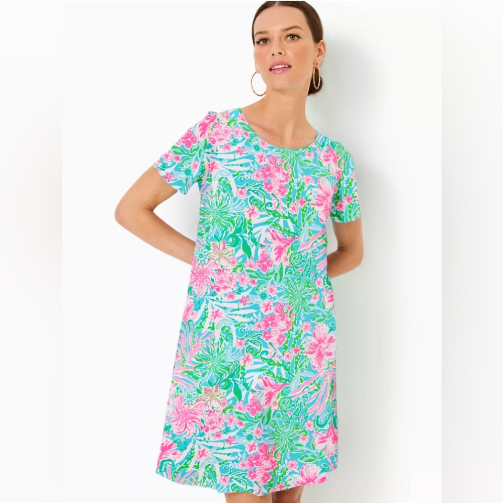 Cody T-Shirt Dress, Amalfi Blue - Leaf It Wild, NWT Lilly Pulitzer